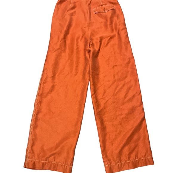 Anthropology Vibrant Orange High-Waisted, Pleated Wide-Leg Pants. 4 - Picture 3 of 7